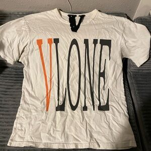 VLONE White Tee with Orange and Black Lettering